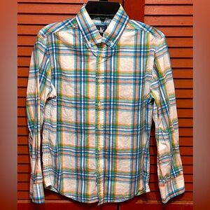 J. Khaki plaid long sleeve dress shirt
